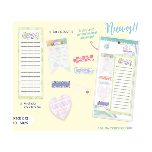 [6025] NOTAS ADH. RY 6025 SET BLOCK + 6 POST IT LIQUIDACION