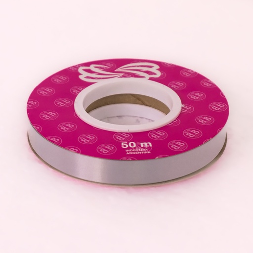 [00039PLA] CINTA PARA MOÑO LISA 12MMX50MTS PLATA