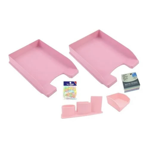 [200-1150R] SET DE ESCRITORIO LIGGO A4 ROSA PASTEL