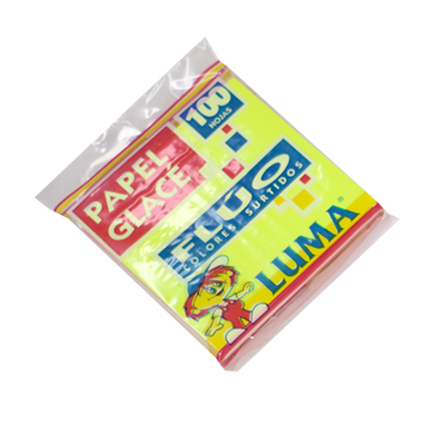 [12-81] PAPEL GLACE LUMA FLUO 10x10cm X 100 HOJAS SURTIDO