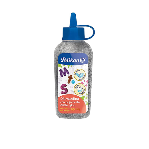 [800127] PEGAMENTO PELIKAN GLITTER 60ML PLATA LIQUIDACION