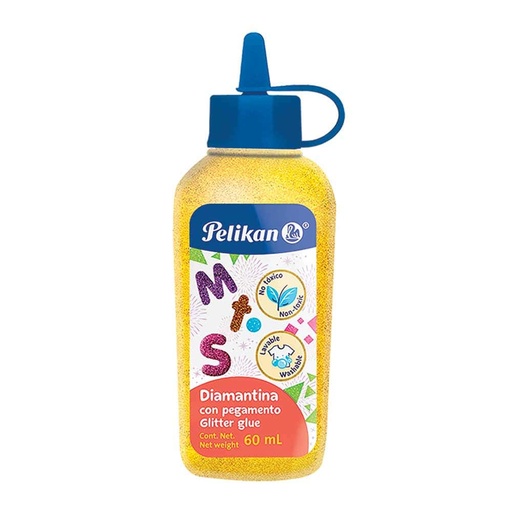 [800112] PEGAMENTO PELIKAN GLITTER 60 ML AMARILLO CLARO