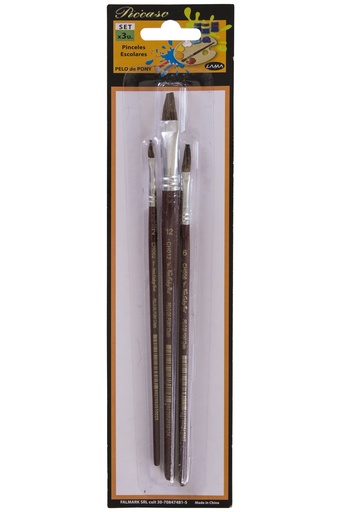 [CHX3] PINCEL LAMA PELO PONY CHATO SET X3