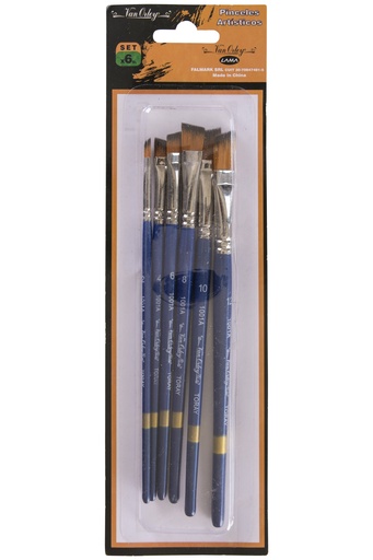 [1001AX6] PINCEL LAMA ANGULAR SINTETICO SET X6