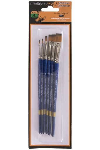 [1001FX6] PINCEL LAMA CHATO SINTETICO SET X6