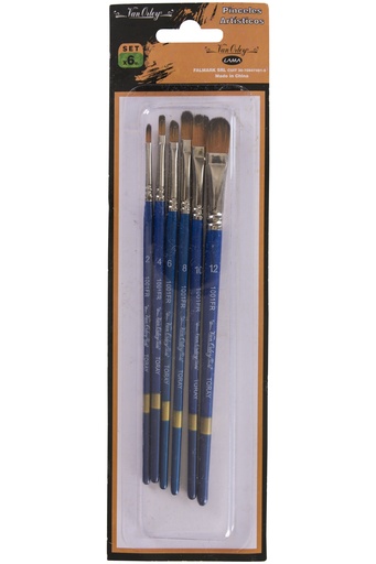 [1001FRX6] PINCEL LAMA LENGUA/GATO SINTETICO SET X6