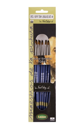 [1001FR4] PINCEL LAMA LENGUA/GATO SINTETICO Nº4 X12