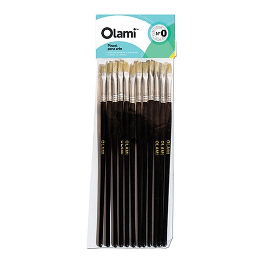 [PI 100] PINCEL OLAMI CHATO PELO DE CERDA Nº0 X12