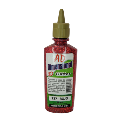 [058708-237] DIMEN.3D AD 40ML GLITTER ROJO