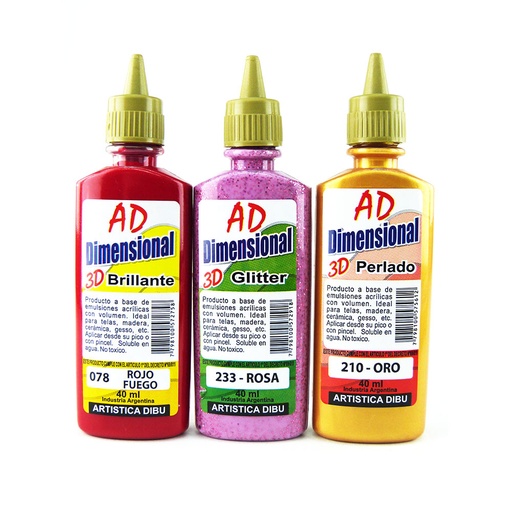 [058708-237] DIMENSIONAL 3D AD 40ML GLITTER ROJO