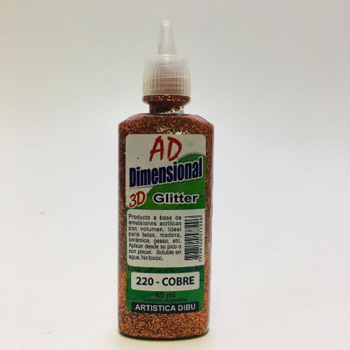 [058708-220] DIMEN.3D AD 40ML GLITTER COBRE