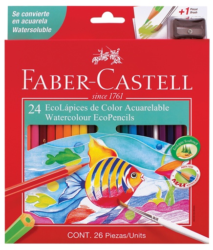 [310324] PINTURITAS FABER ECOLAPICES ACUARELABLES X 24 COLORES + SACAPUNTA Y PINCEL