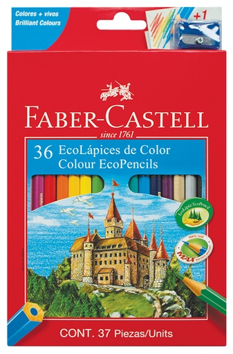 [212036] PINTURITAS FABER ECOLAPICES X 36 COLORES SURTIDOS + SACAPUNTAS