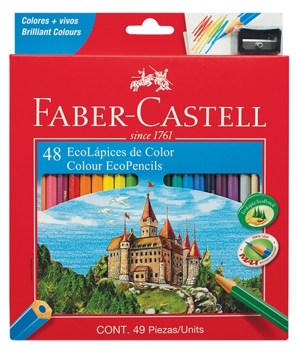 [212148] PINTURITAS FABER ECOLAPICES X 48 COLORES SURTIDOS + SACAPUNTAS