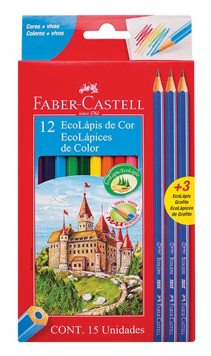 [112618] PINTURITAS FABER ECOLAPICES X 12 COLORES SURTIDOS + 3 GRAFITOS
