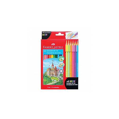 [112671] PINTURITAS FABER ECOLAPICES X 12 COLORES SURTIDOS + 6 NEON