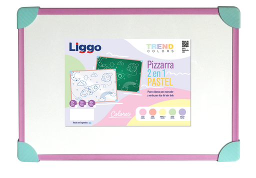[510-0600ROS] PIZARRA LIGGO 30X40 2 EN 1 ROSA PASTEL