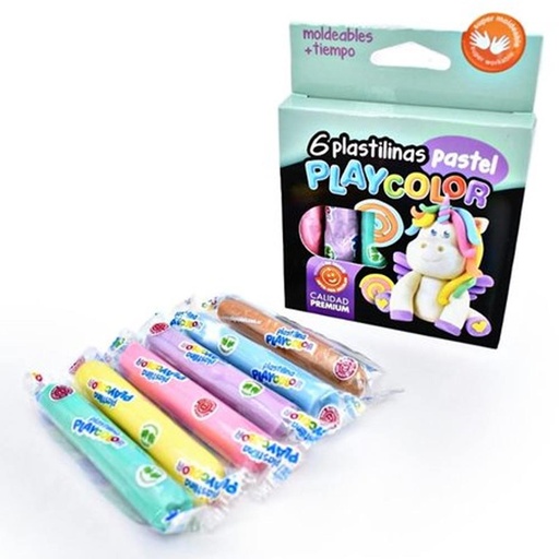[81554] PLASTILINA PLAYCOLOR X6 SURTIDO PASTEL