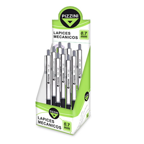 [1436R] PORTAMINAS PIZZINI RETRACTIL CUERPO DE METAL 0.7MM X12 1436R