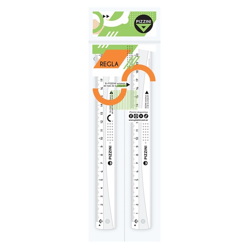 [171215X10] REGLA PIZZINI PLASTICA 15CM X10