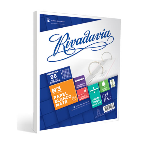 [492333] REPUESTO RIVADAVIA Nº3 BLANCO MATE 96 HOJAS CUADRICULADO