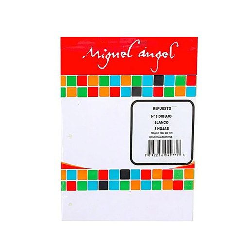 [715731] REPUESTO MIGUEL ANGEL Nº3 X 8 HOJAS BLANCO