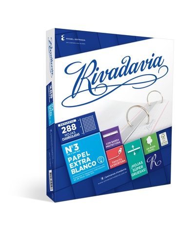 [478303] REPUESTO RIVADAVIA Nº3 EXTRA BLANCO 288 HOJAS CUADRICULADO