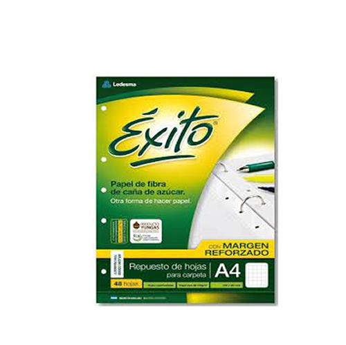 [100886] REPUESTO EXITO A4 CON MARGEN X48H CUADRICULADO
