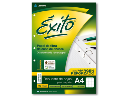 [100887] REPUESTO EXITO A4 CON MARGEN X96H CUADRICULADO