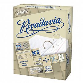 [478431] REPUESTO RIVADAVIA Nº3 EXTRA BLANCO SIN BANDA X480H RAYADO