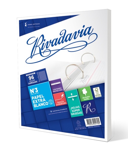 [472333] REPUESTO RIVADAVIA Nº3 EXTRA BLANCO X96H CUADRICULADO