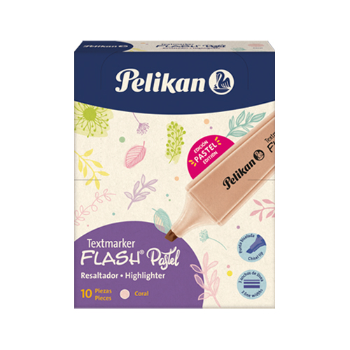 [041-900-570] RESALTADOR PELIKAN FLASH X10 CORAL PASTEL LIQUIDACION