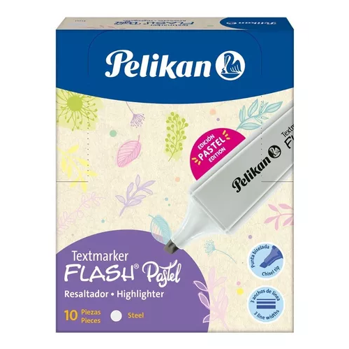 [041-900-580] RESALTADOR PELIKAN FLASH X10 ACERO PASTEL LIQUIDACION