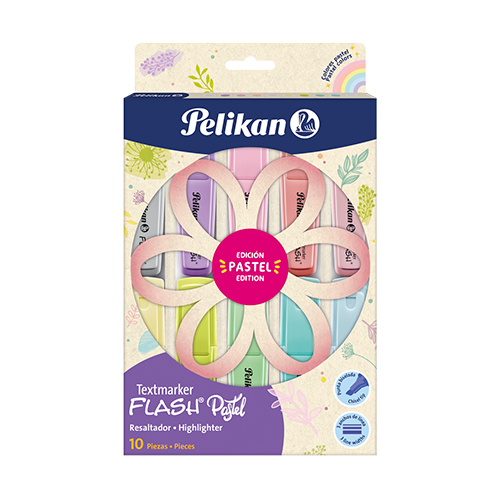 [041-900-465] RESALTADOR PELIKAN FLASH X10 SURTIDO PASTEL