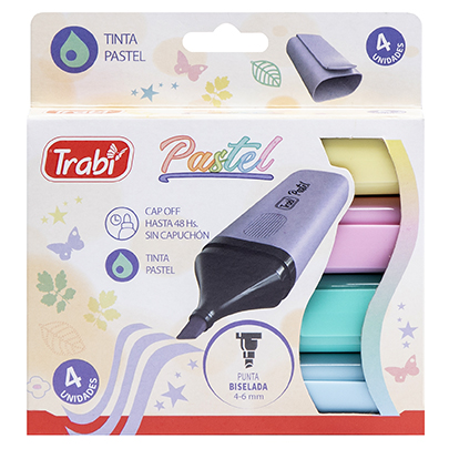 [TR5984] RESALTADOR TRABI HIGH TEXTER X 4 PASTEL SURTIDO
