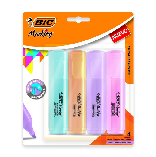 [987380] RESALTADOR BIC PASTEL X4 SURTIDO