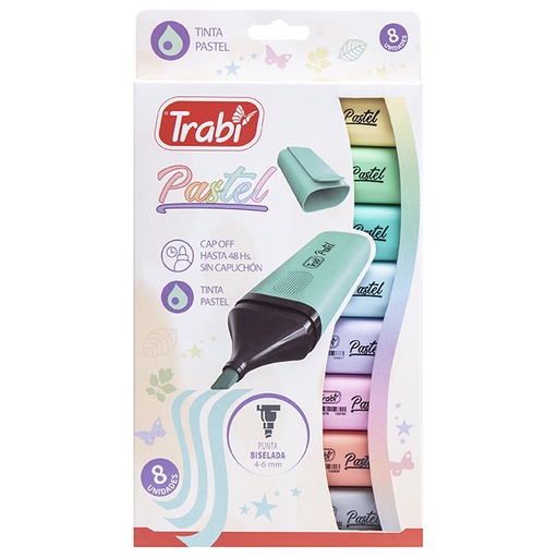 [TR5985] RESALTADOR TRABI PASTEL X8 SURTIDO