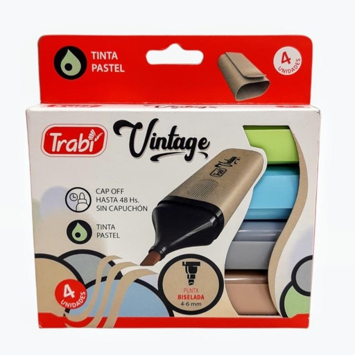 [TR45990] RESALTADOR TRABI HIGH TEXTER X 4 VINTAGE PASTEL