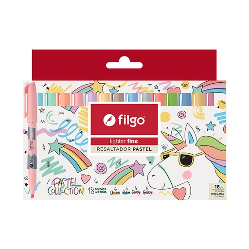 [SLF-E18-PAS] RESALTADOR FILGO FINO X18 PASTEL SURTIDO