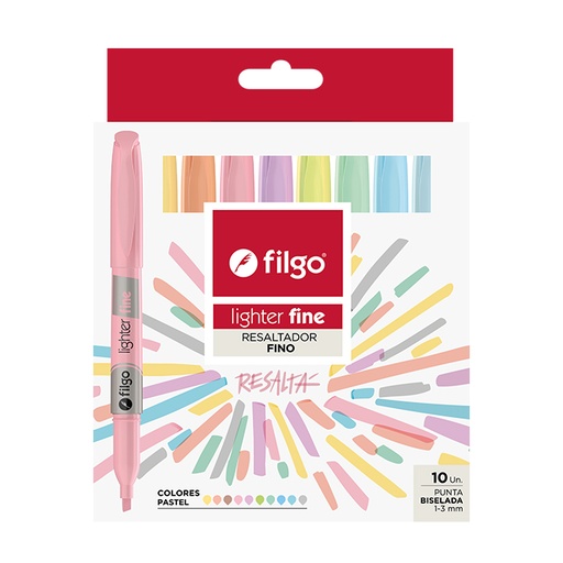 [SLF-E10-PAS] RESALTADOR FILGO FINO X10 PASTEL