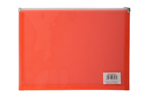 [ZIPA4NEON] SOBRE LAMA A4 CIERRE ZIP PVC NEON X 12