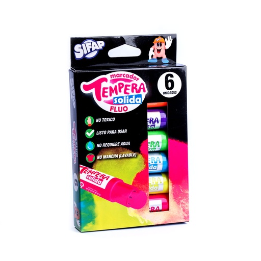 [TEMPSOLFLUO] TEMPERA SIFAP X6 FLUO SURTIDO