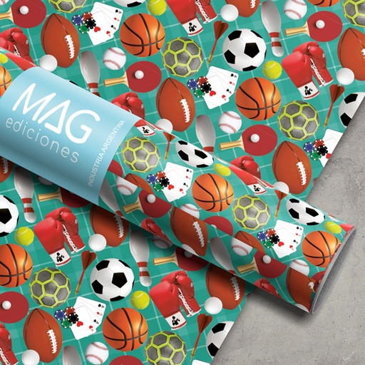 [5008] PAPEL PARA REGALO MAG 70X100 X10 5008 DEPORTES Y JUEG