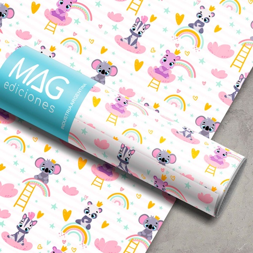 [5051] PAPEL PARA REGALO MAG 70X100 X10 5051 BABY ANIMAL GIR