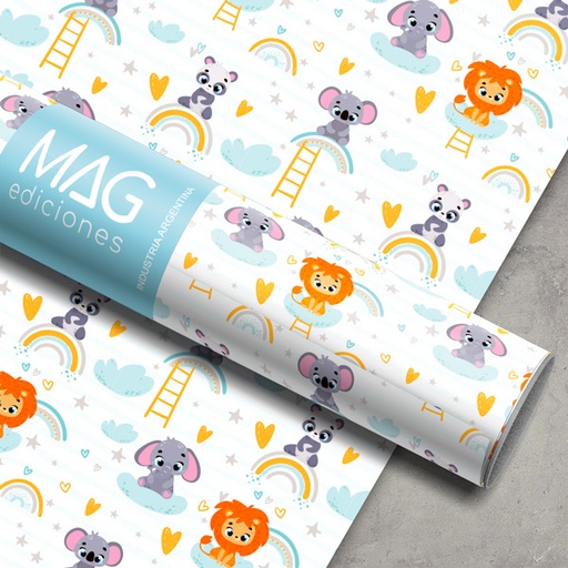 [5052] PAPEL PARA REGALO MAG 70X100 X10 5052 BABY ANIMAL BOY