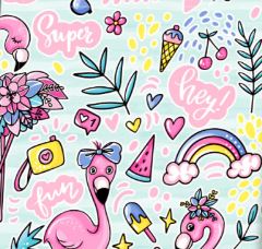 [5056] PAPEL MAG PARA REGALO 70X100 X10 5056 FLAMINGO SUMMER