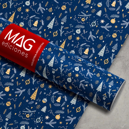[7033] PAPEL PARA REGALO MAG 70X100 X 10 NAVIDAD BLUE CHRISTMAS
