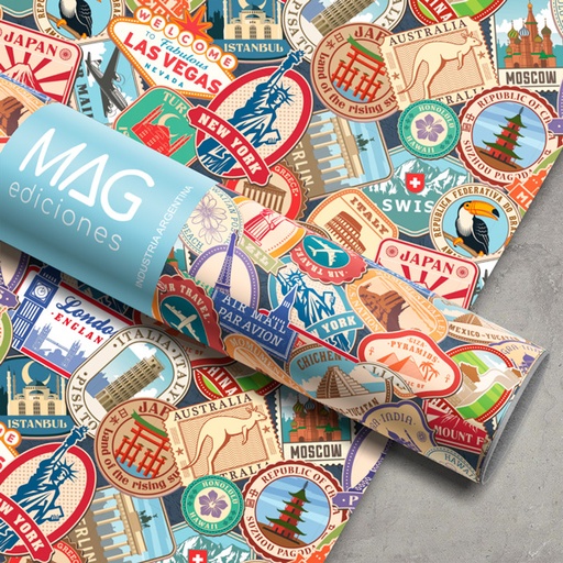 [5088] PAPEL PARA REGALO MAG 70X100 X10 5088 CIUDADES