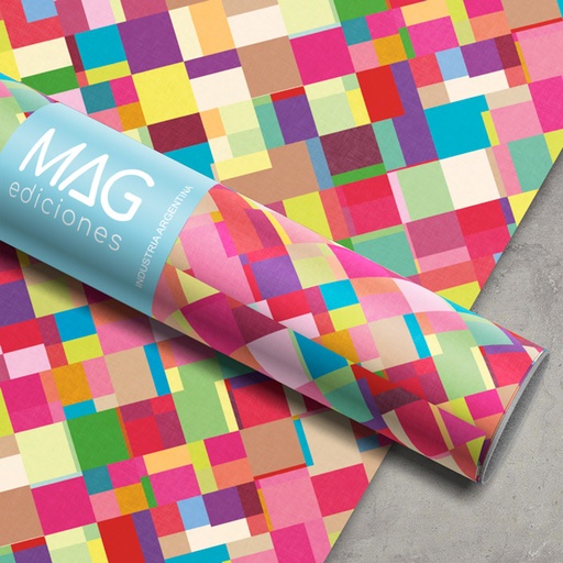 [5093] PAPEL PARA REGALO MAG 70X100 X10 5093 CUADRADOS COLOR