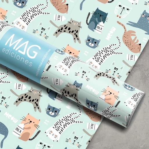 [5095] PAPEL PARA REGALO MAG 70X100 X10 5095 GATITOS